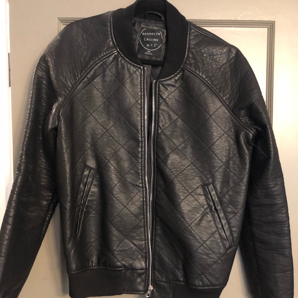 Faux Leather Bomber Jacket